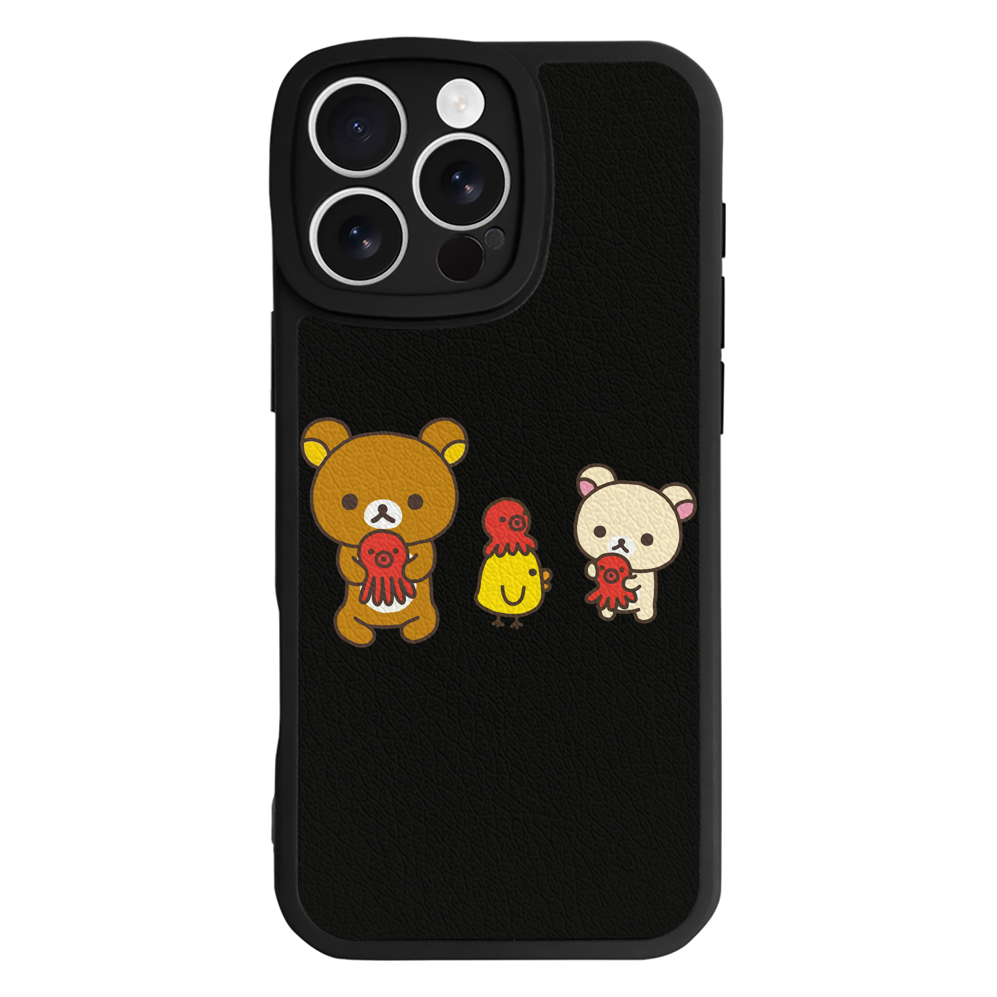 （画像用） リラックマ リラックマ キイロイトリ Rilakkuma Korilakkuma Kiiroitori 【iPhone 16シリーズ対応】シリコンスマホケース（レザー調） 材質：シリコン